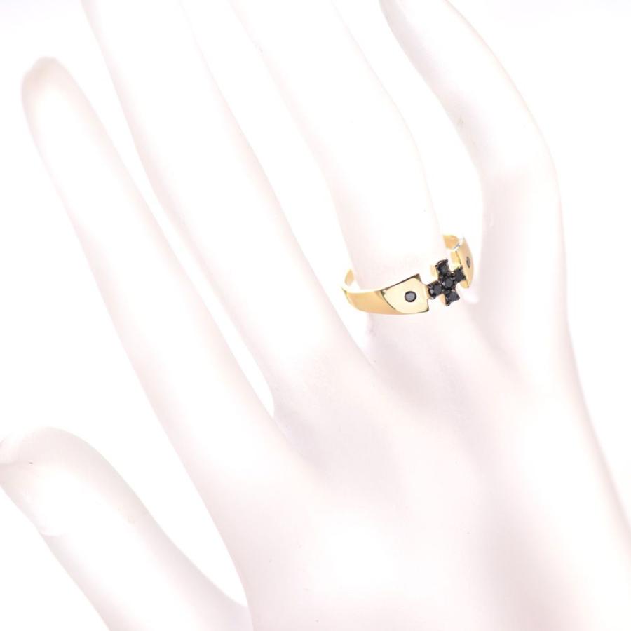 メンズリング 18金 指輪 K18 18k ブラックダイヤモンド ピンキーリング クロス 十字架 小指用 リング メンズ 男性用 30代 40代 50代 爆買の画像