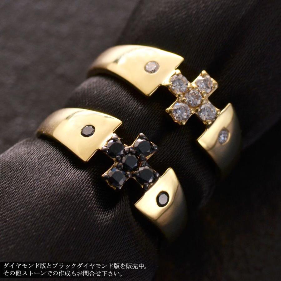 メンズリング 18金 指輪 K18 18k ブラックダイヤモンド ピンキーリング クロス 十字架 小指用 リング メンズ 男性用 30代 40代 50代 爆買の画像