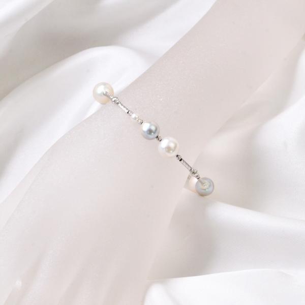 アコヤ真珠ブレスレット K18WG 5.5mm アコヤ真珠ブレスレット K18・クリップチェーン | Moon