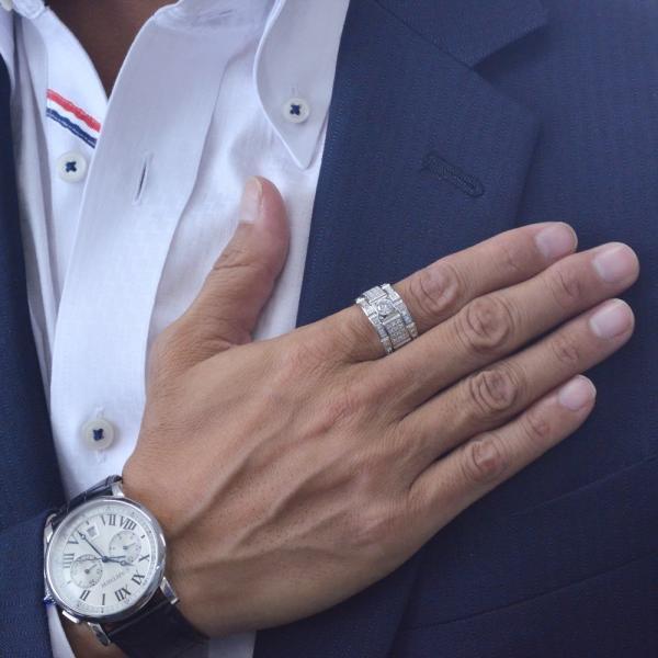 プラチナ リング メンズ 指輪 ダイヤモンド 幅広 一粒ダイヤ Pt900