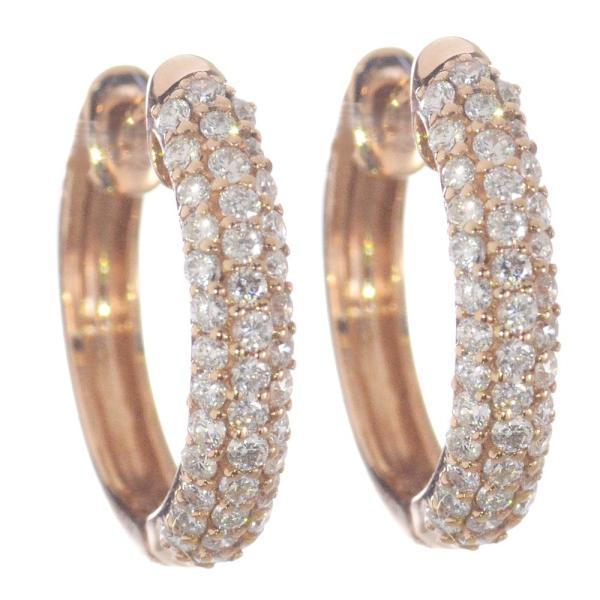 ダイヤモンド ピアス パヴェ フープ 中折れ K18PG : アクセサリー