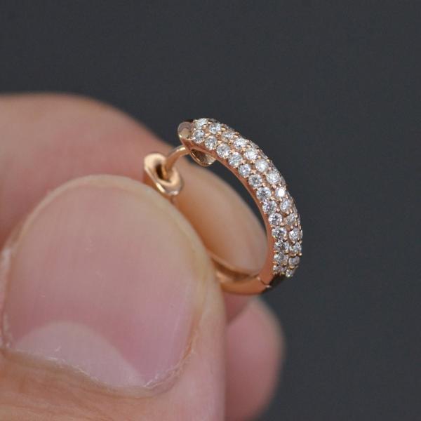 ダイヤモンド ピアス パヴェ フープ 中折れ K18PG : アクセサリー
