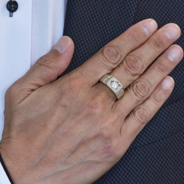 指輪 メンズリング プラチナ Pt900 印台 艶消し 後光留め 中央宝石研究