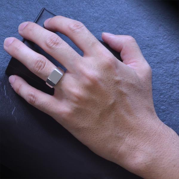 プラチナ リング メンズ 指輪 Pt950 印台 男性用 ごつい 太め シンプル