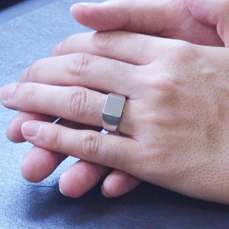 プラチナ リング メンズ 指輪 Pt950 印台 男性用 ごつい 太め シンプル