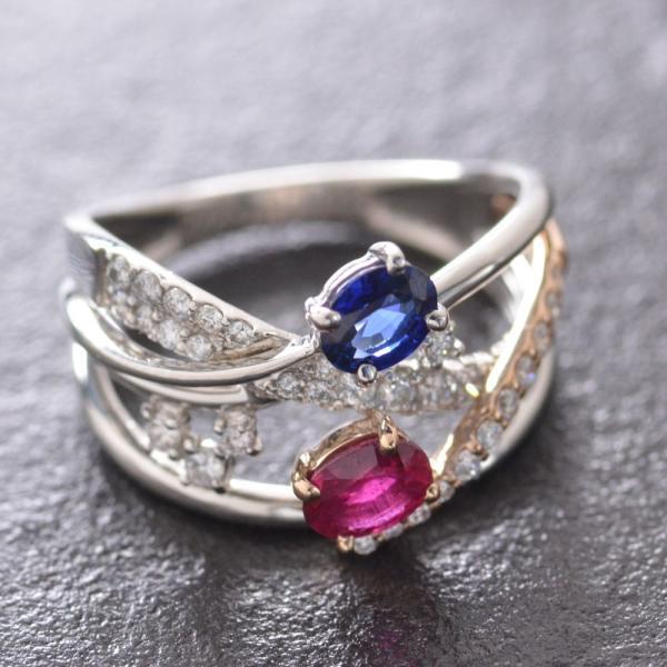 指輪 レディース プラチナ 18金 K18 ピンクゴールド 非加熱 ルビー サファイア Pt950 |  | 02