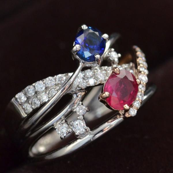 指輪 レディース プラチナ 18金 K18 ピンクゴールド 非加熱 ルビー サファイア Pt950 |  | 07