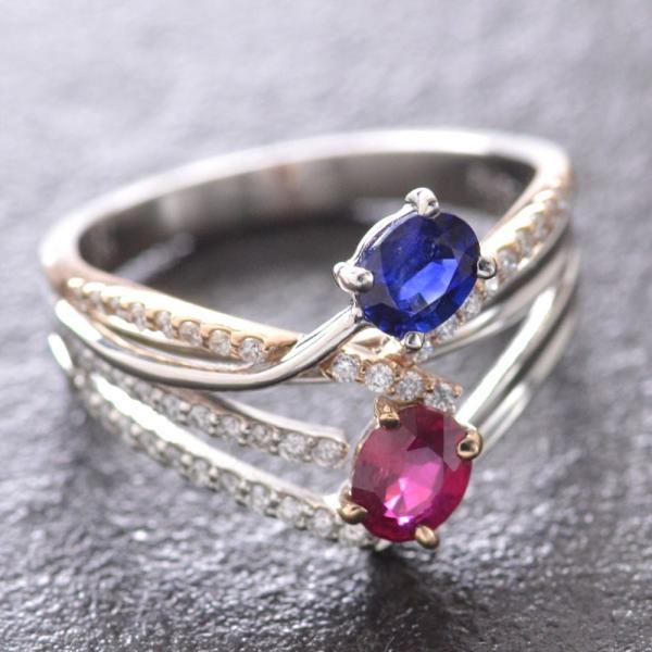 指輪 レディース プラチナ 18金 K18 ピンクゴールド 非加熱 ルビー サファイア Pt950 |  | 02