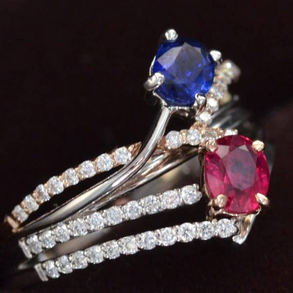 指輪 レディース プラチナ 18金 K18 ピンクゴールド 非加熱 ルビー サファイア Pt950 |  | 07