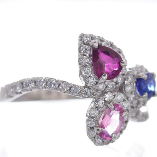 指輪 レディース リング プラチナ パパラチアサファイア ルビー サファイア ダイヤモンド Pt950 非加熱 |  | 04