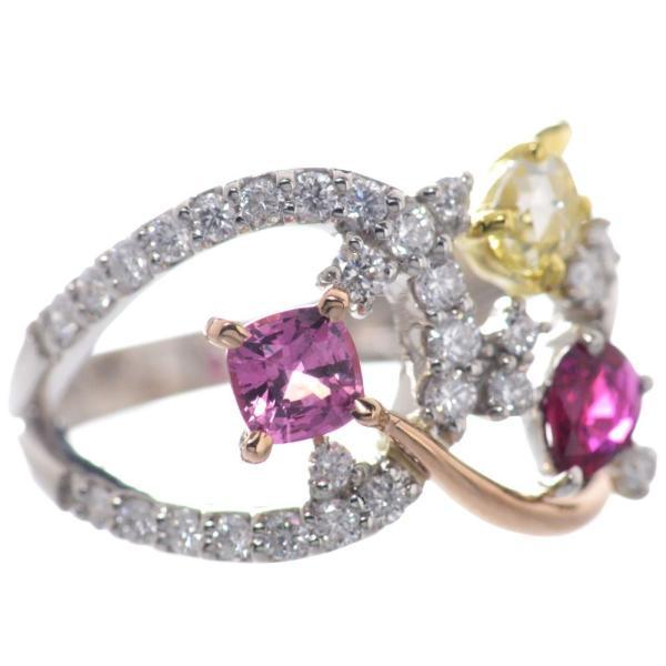 指輪 レディース プラチナ 18金 K18 ゴールド 非加熱 ルビー パパラチアサファイア ダイヤモンド Pt950 |  | 05