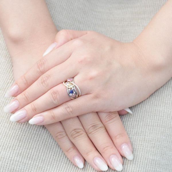 指輪 レディース プラチナ 18金 K18 ゴールド 非加熱 サファイア パパラチアサファイア ダイヤモンド Pt950 |  | 03