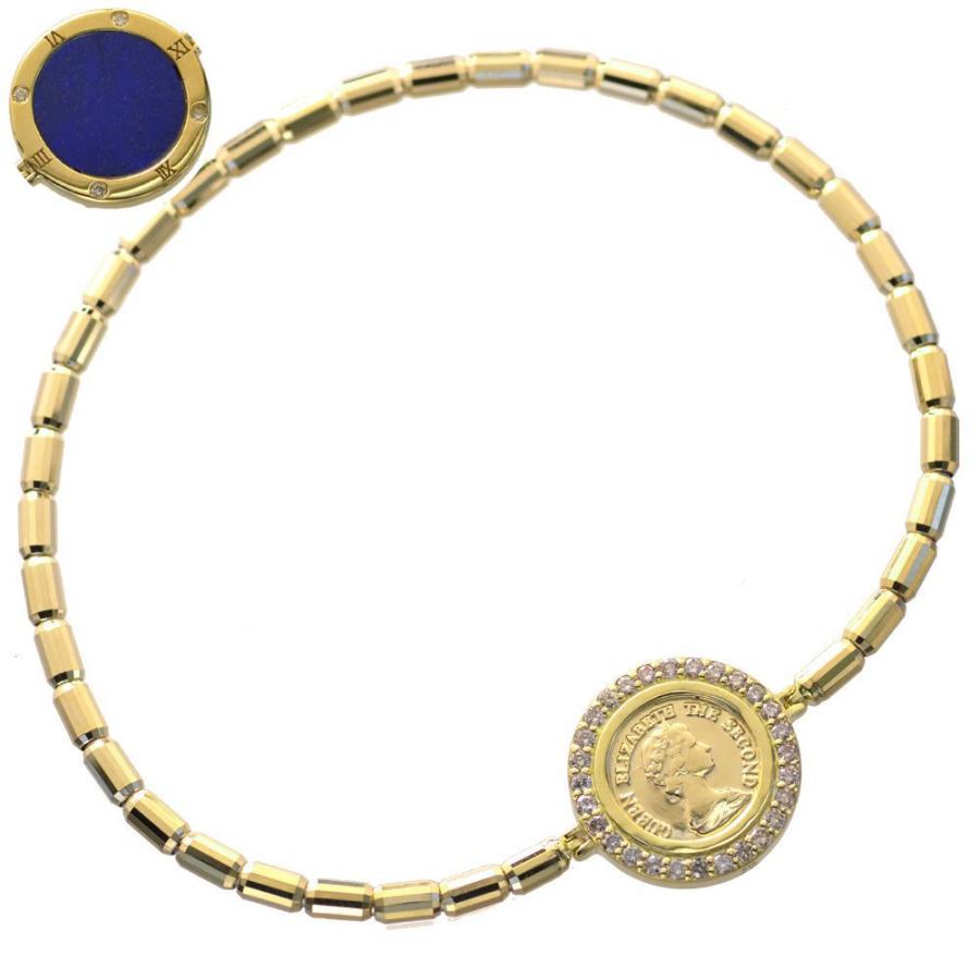 18金 ブレスレット メンズ K18 ゴールド ダイヤモンド エリザベス コインブレスレット ラピスラズリ リバーシブル ストレッチバングル フリーサイズ 男女兼用 Dxd アクセサリーマート 通販 Yahoo ショッピング