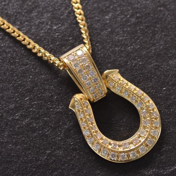 K18（18金）ダイヤ0.15ct 馬蹄（ホースシュー）喜平ネックレス K18（18金）ダイヤ0.15ct 馬蹄（ホースシュー）喜平ネックレス K18（18