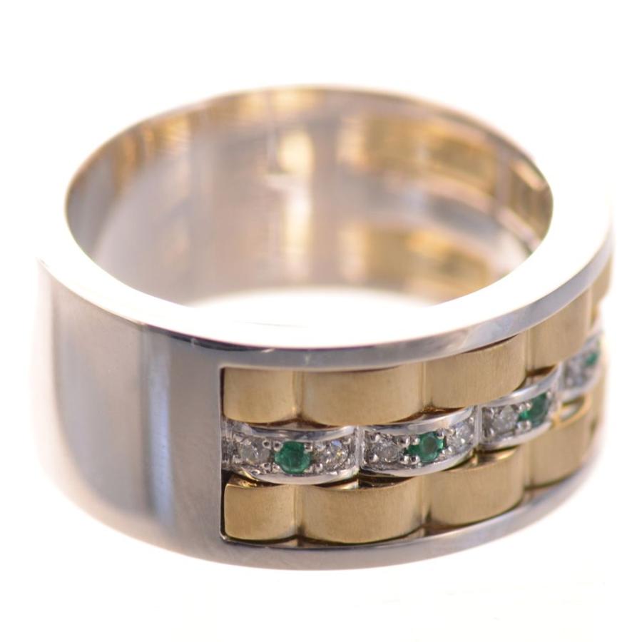 指輪 メンズリング 18金 K18 18k ダイヤモンド エメラルド リング