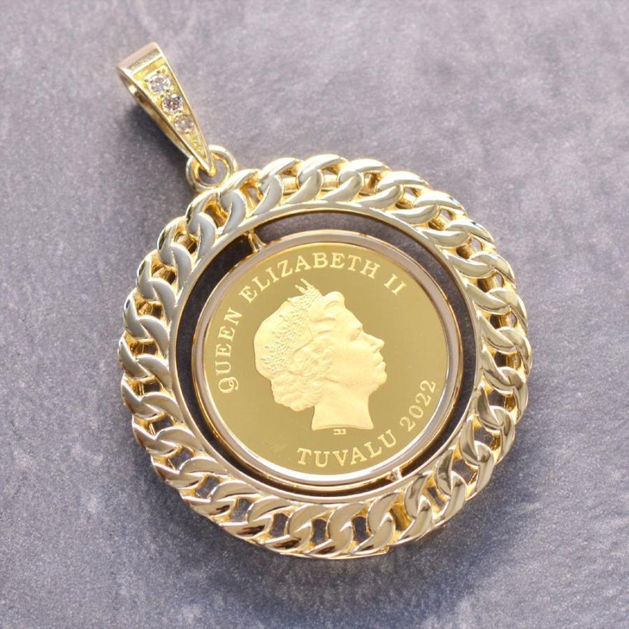 コインペンダントトップ メンズ K24 純金 1/10oz ツバルホース