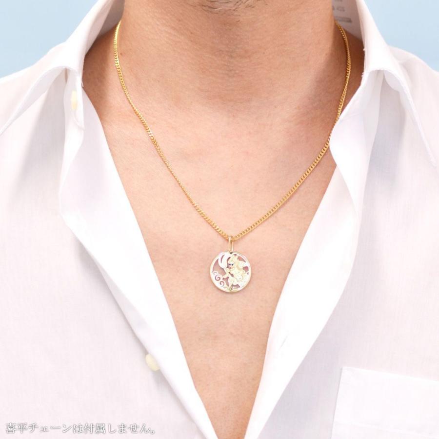 18金 ペンダントトップ メンズ K18 メンズペンダントトップ サファイア 風神 イエローゴールド トップ ネックレストップ 爆買の画像