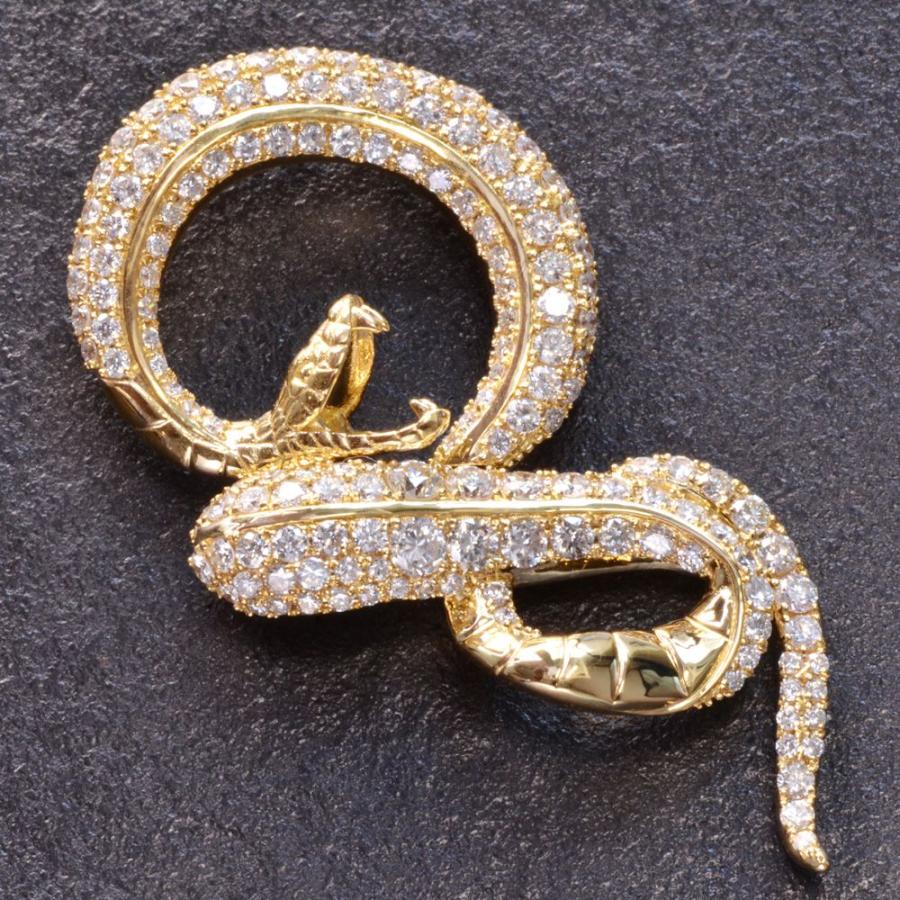 ペンダントトップ メンズ K18 18金 ダイヤモンド 蛇 スネーク ヘッド