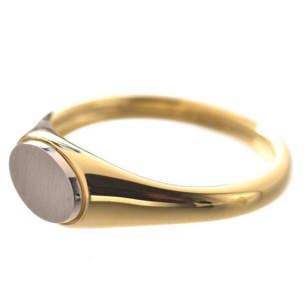 K18 18金 ゴールド pt900 リング 指輪 18金 印台 リング K18 18k Pt900 コンビ メンズリング 指輪 地金 印台