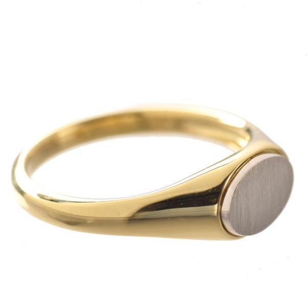 新春クーポン】18金 印台 リング K18 18k Pt900 コンビ メンズリング