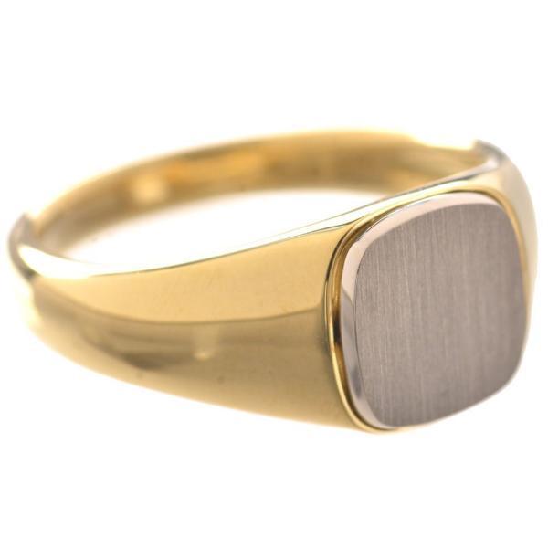 18金 印台 リング K18 18k Pt900 コンビ メンズリング 指輪 地金 印台