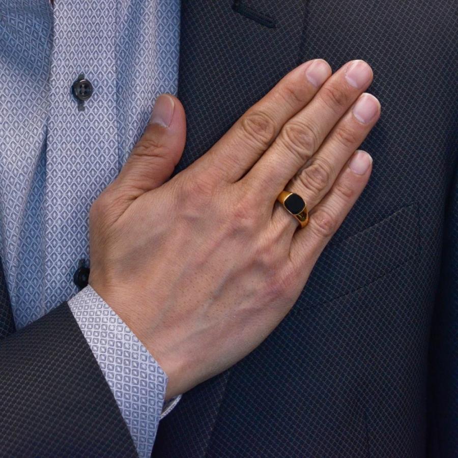 指輪 メンズリング 18金 K18 18k オニキス 印台 リング ゴールド