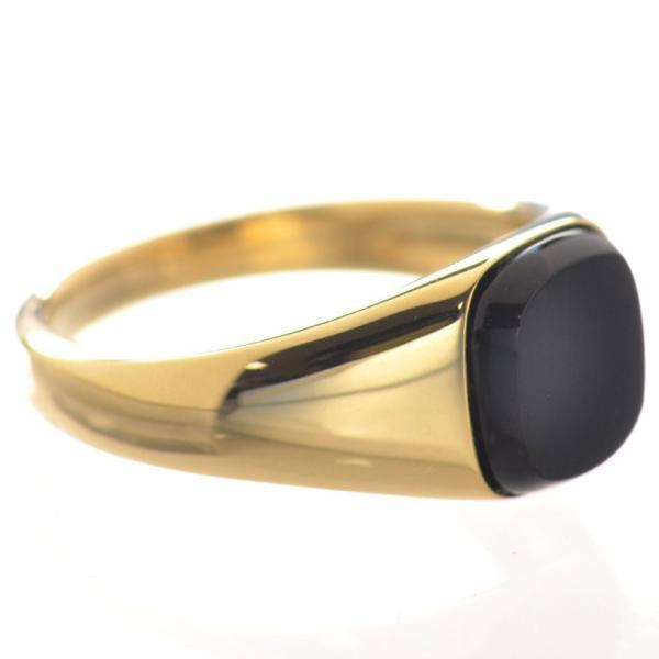 指輪 メンズリング 18金 K18 18k オニキス 印台 リング ゴールド