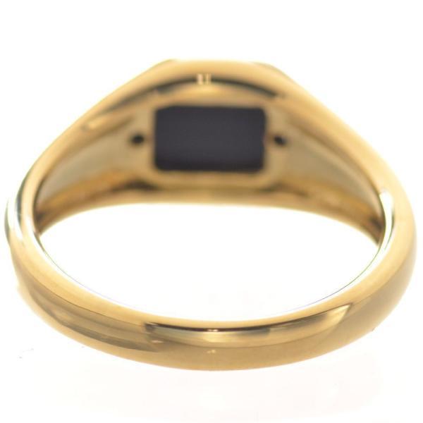 指輪 メンズリング 18金 K18 オニキス 印台 リング ゴールド シンプル 