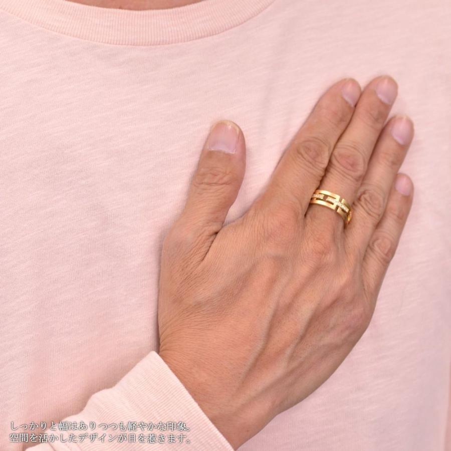 メンズリング 18金 指輪 K18 18k イエローゴールド ダイヤモンド