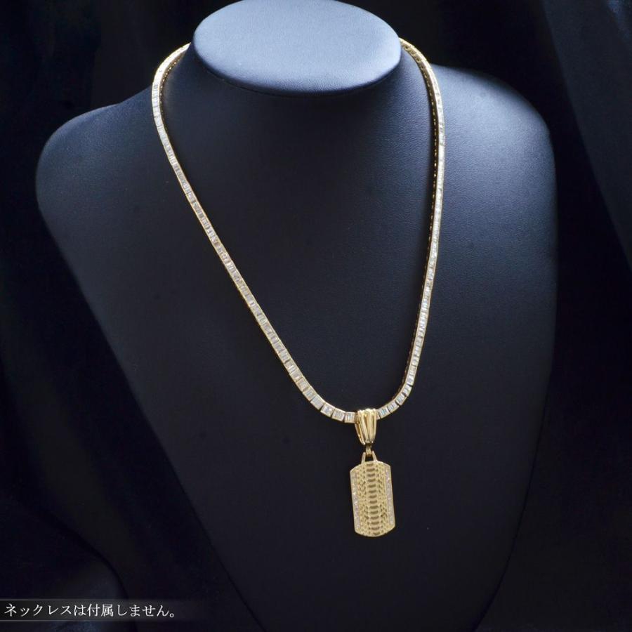 ペンダントトップ メンズ K18 18金 ダイヤモンド ドッグタグ イエロー
