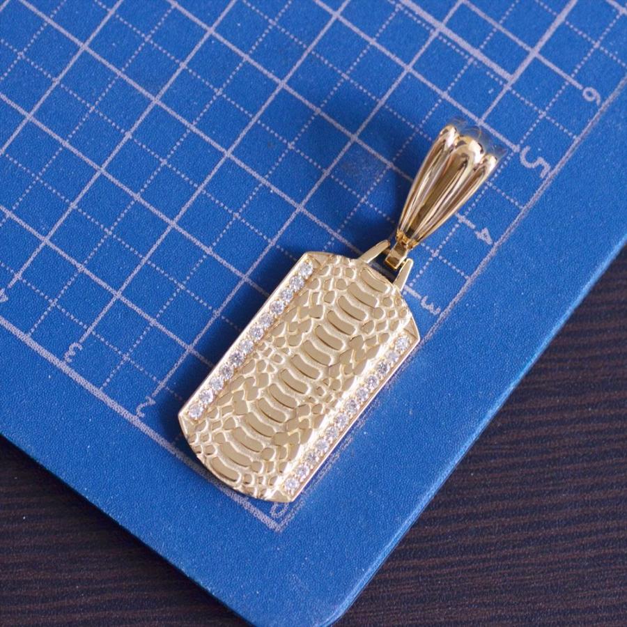 ペンダントトップ メンズ K18 18金 ダイヤモンド ドッグタグ イエロー