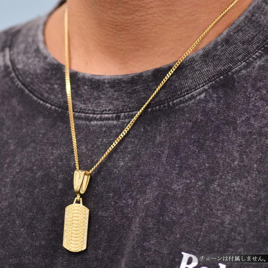 ペンダントトップ メンズ K18 18金 ダイヤモンド ドッグタグ イエロー