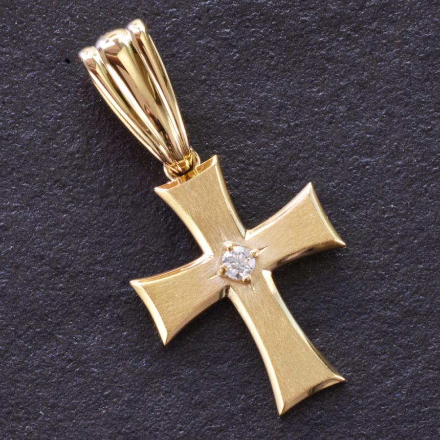 ペンダントトップ メンズ K18 18金 ダイヤモンド クロス ペンダント  