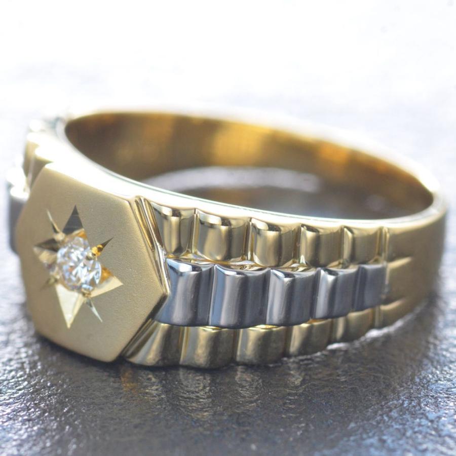 k18 ゴールド　プラチナ　ダイヤモンド　リング　指輪　ブレスレット 指輪 メンズリング 18金 K18 18k ダイヤモンド 印台 イエローゴールド