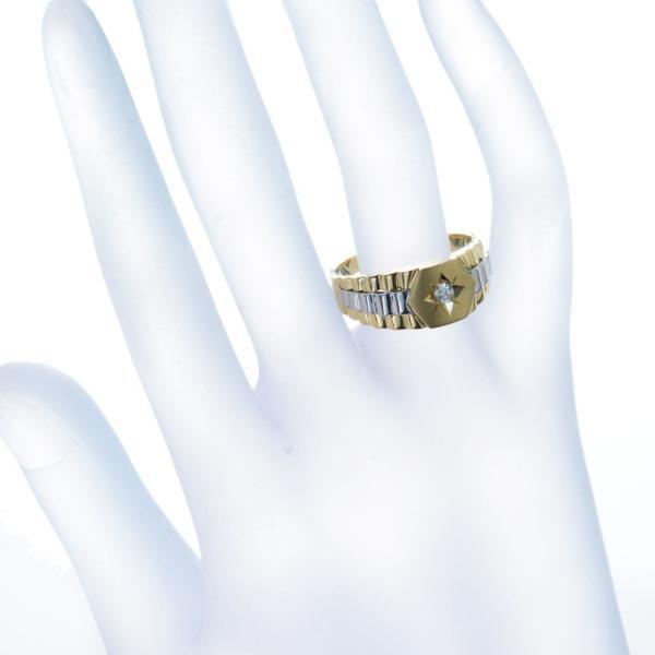 ◆週末お値下げ◆k18ゴールド プラチナ コンビ　ダイヤモンドリング　サイズ15 ダイヤモンド プラチナ900 K18ピンクゴールド コンビ 婚約指輪