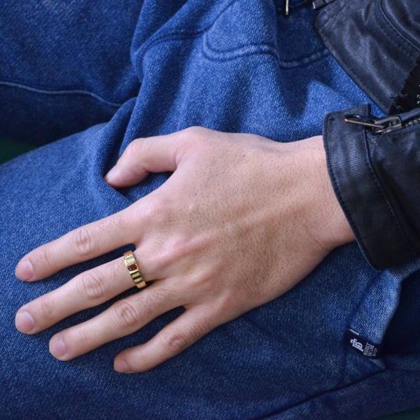 メンズリング 18金 指輪 K18 18k ゴールド ルビー ダイヤモンド