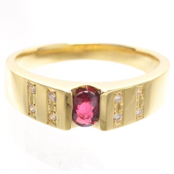 メンズリング 18金 指輪 K18 18k ゴールド ルビー ダイヤモンド 地金