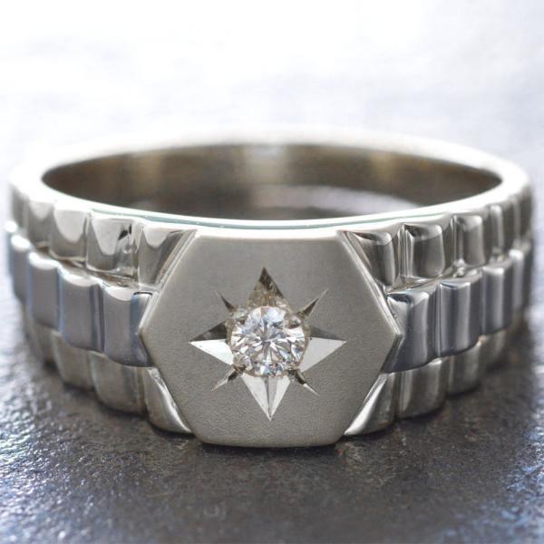 指輪 メンズリング プラチナ 印台 リング Pt900 ダイヤモンド 後光留め