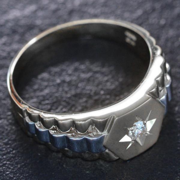 指輪 メンズリング プラチナ 印台 リング Pt900 ダイヤモンド 後光留め