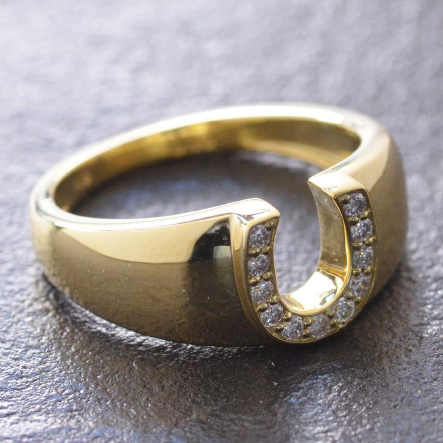 指輪 メンズリング K18 18k 18K 18金 ダイヤモンド 馬蹄 ピンキー