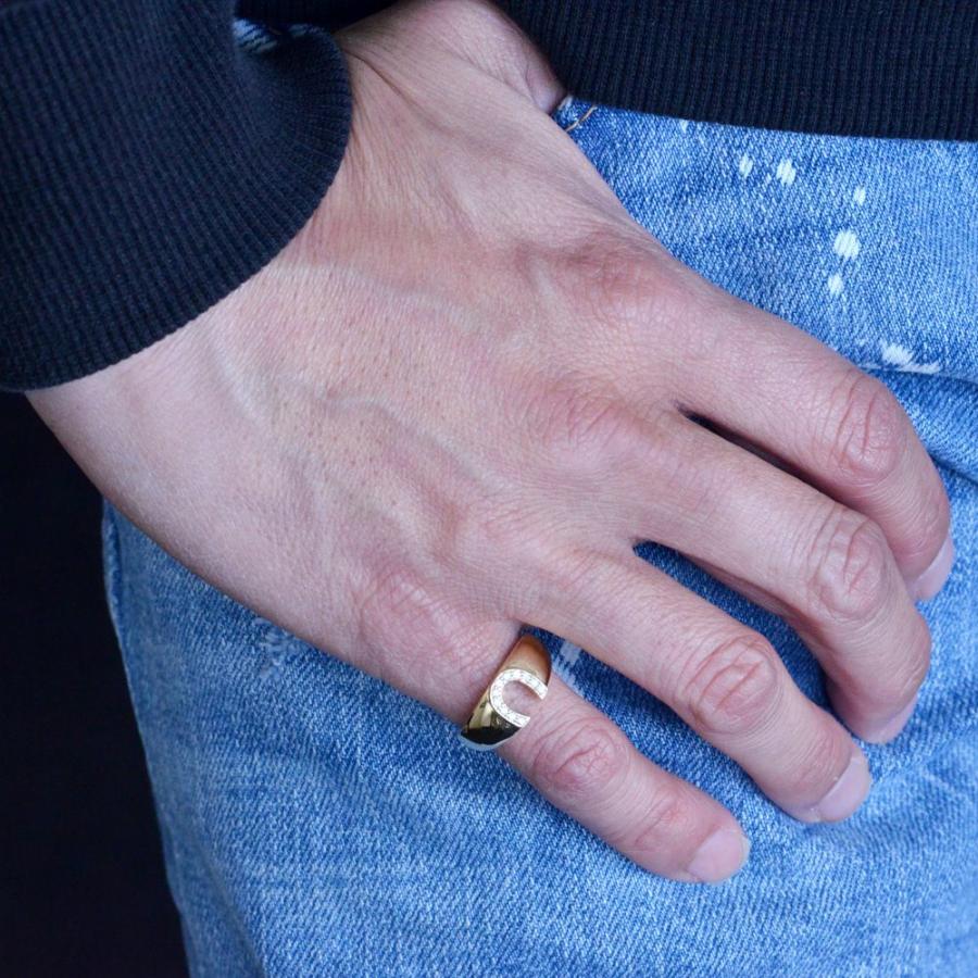 指輪 メンズリング K18 18k 18K 18金 ダイヤモンド 馬蹄 ピンキー