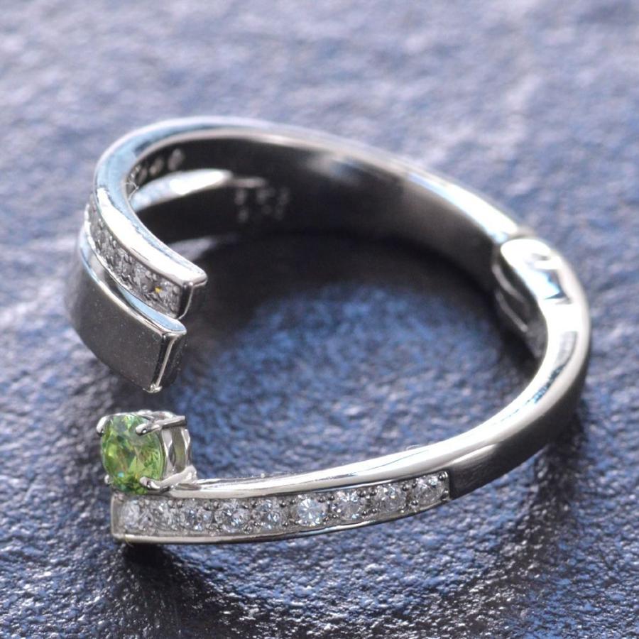 デマントイドガーネット リング 指輪 プラチナ Pt950 ダイヤモンド フリーサイズ フィットリング 刻印入り 鑑別書付き 日本製