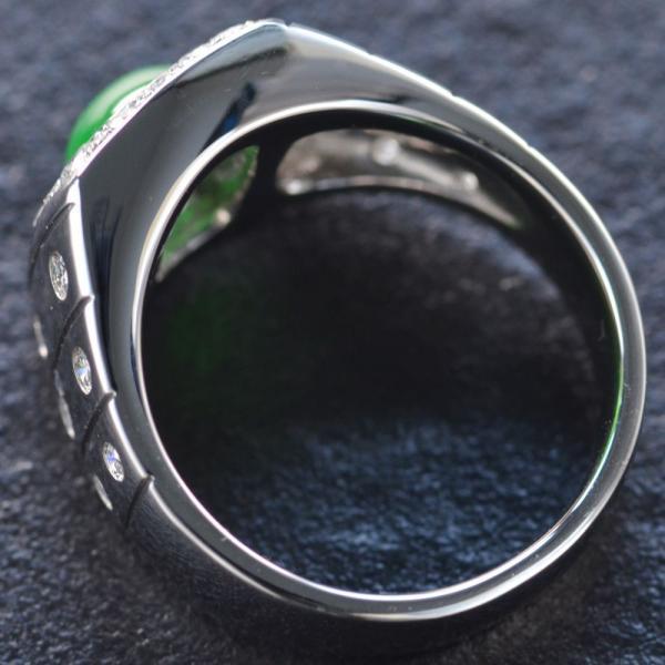 メンズリング プラチナ 指輪 翡翠 ダイヤモンド Pt950 地金 男性 幅広