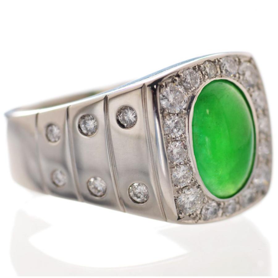 メンズリング プラチナ 指輪 翡翠 ダイヤモンド Pt950 地金 男性 幅広