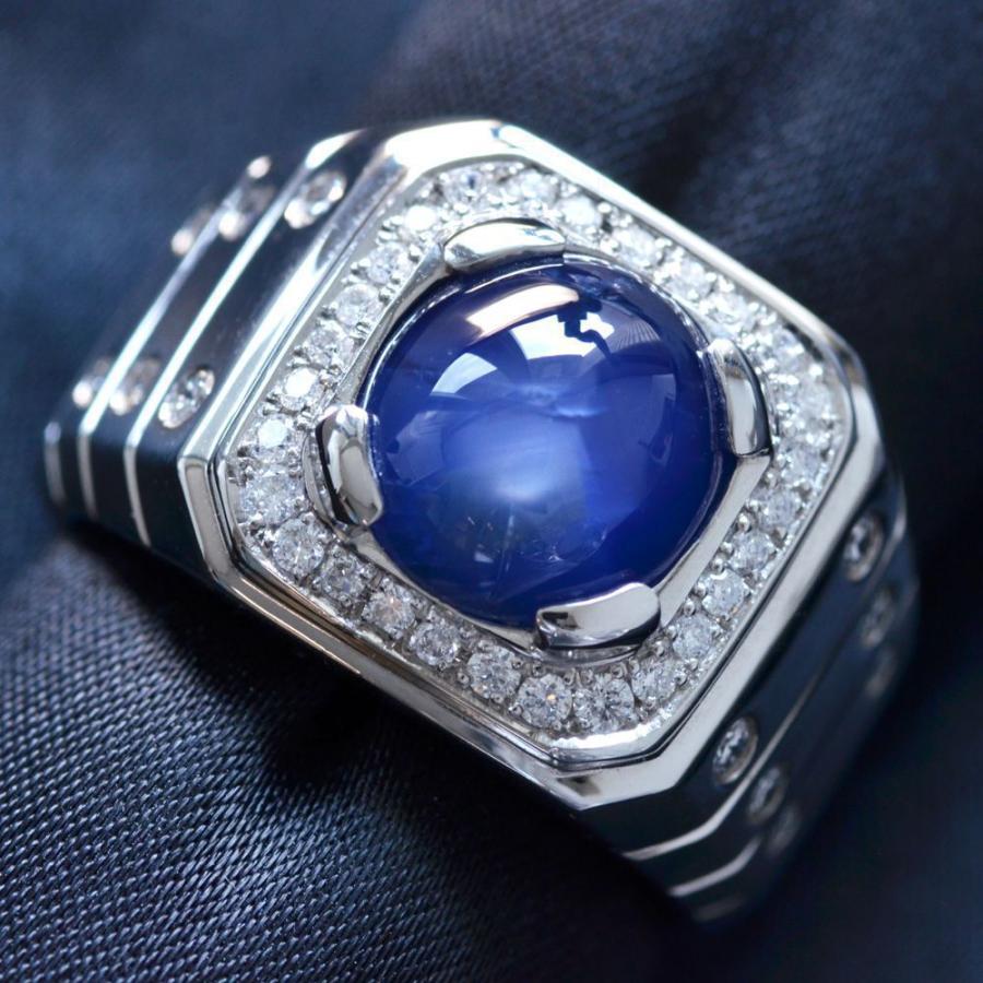 k18 WG サファイア ダイヤモンド リング 印台