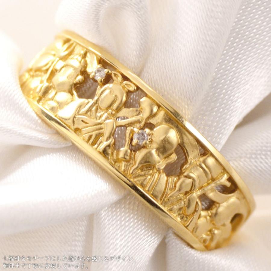 指輪 メンズリング K18 18k ダイヤモンド 七福神 リング 18金 イエロー