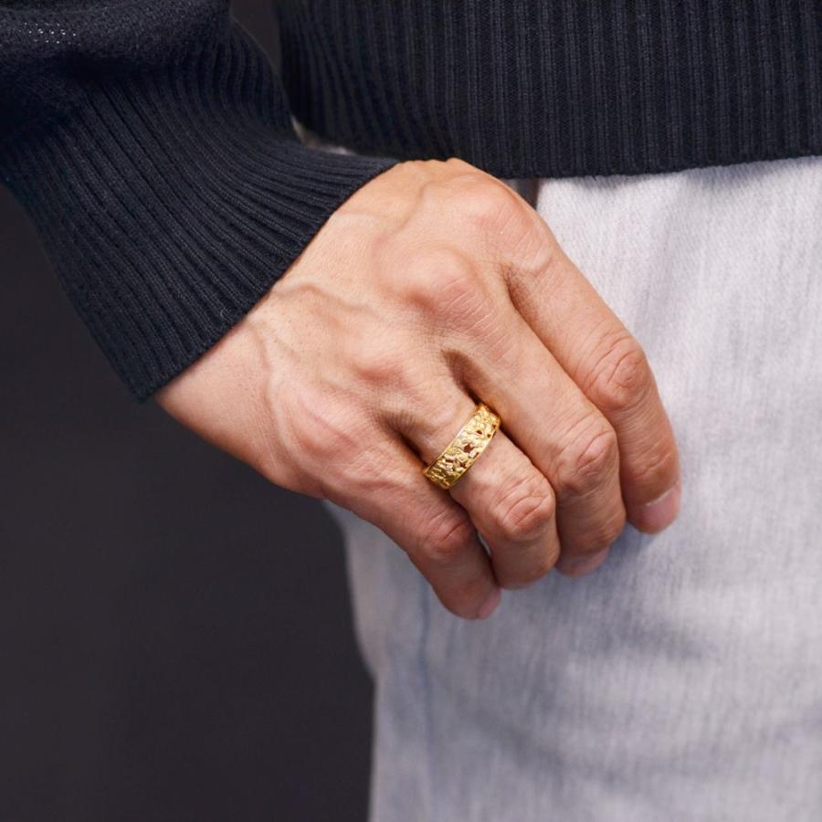 指輪 メンズリング K18 18k ダイヤモンド 七福神 リング 18金 イエロー