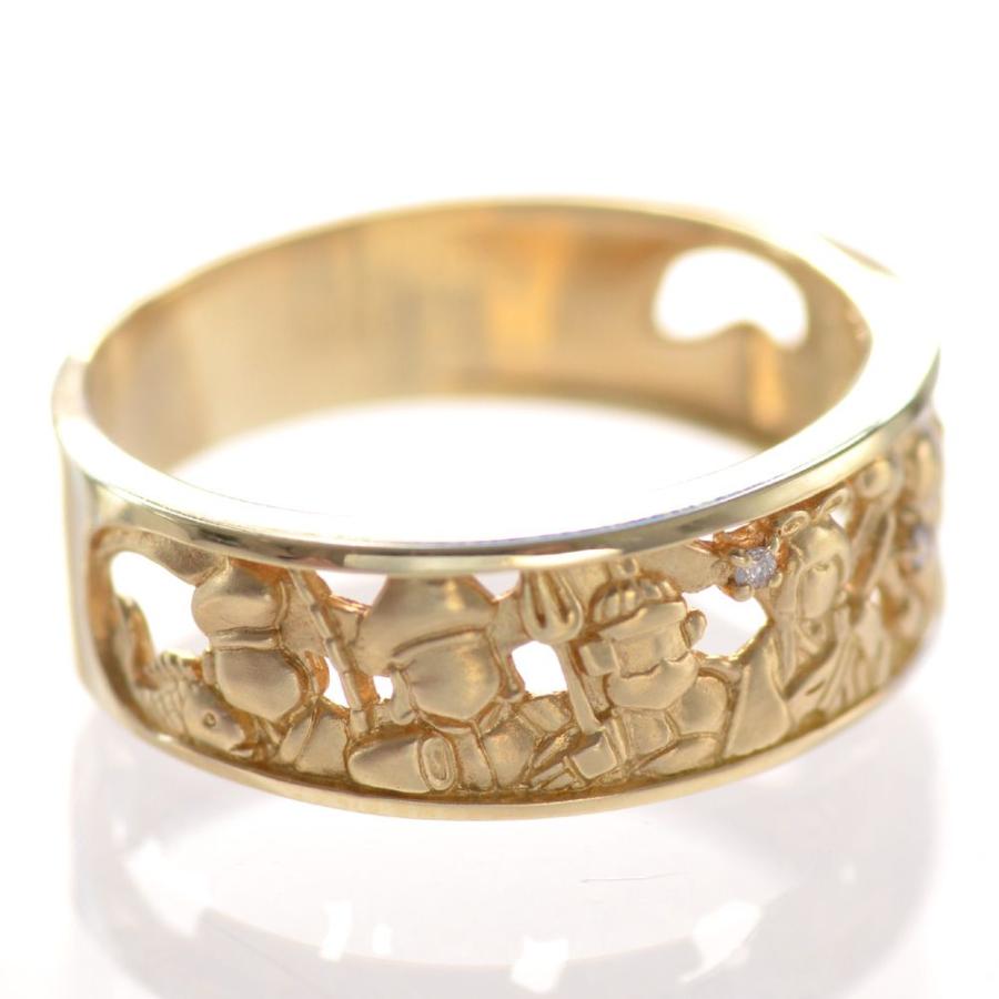 指輪 メンズリング K18 18k ダイヤモンド 七福神 リング 18金 イエロー