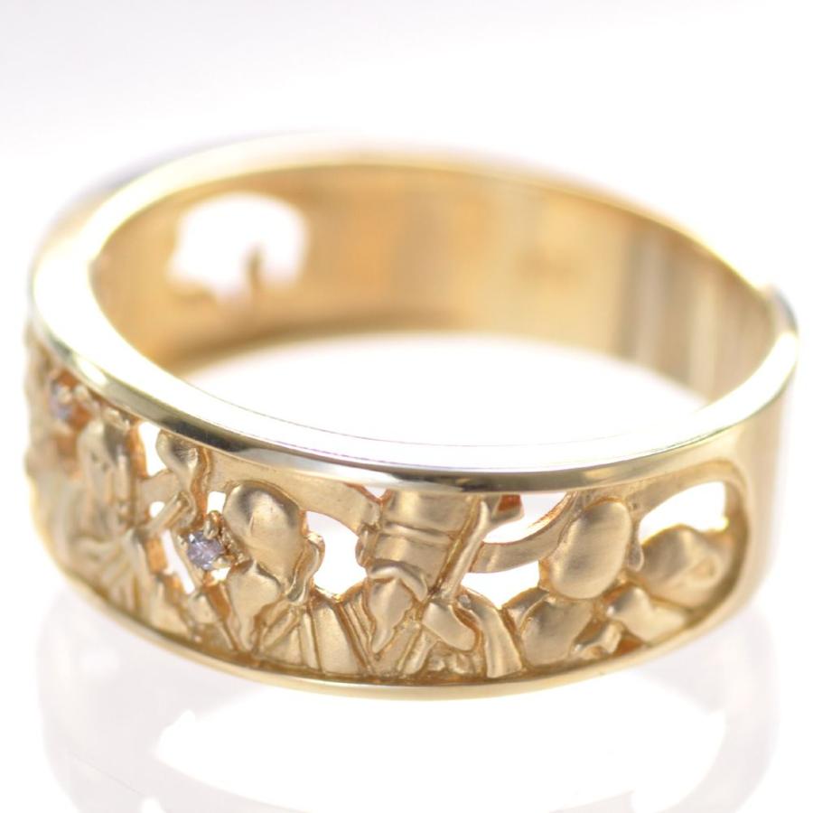 指輪 メンズリング K18 18k ダイヤモンド 七福神 リング 18金 イエロー