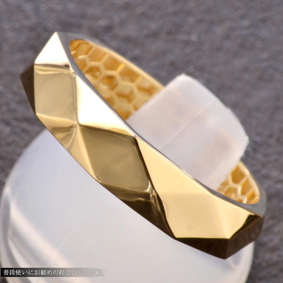 指輪 メンズリング K18 18K 18金 イエローゴールド シンプル カット 地金リング ジェンダーレス ファッション 30代 40代 50代の画像